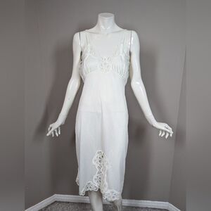 Vintage White Nylon Slip Dress Lace Trim Sz 36